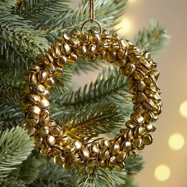 Golden Bells Hanging Wreath Decoration