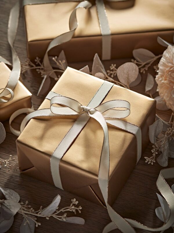 Golden edged grosgrain ribbon