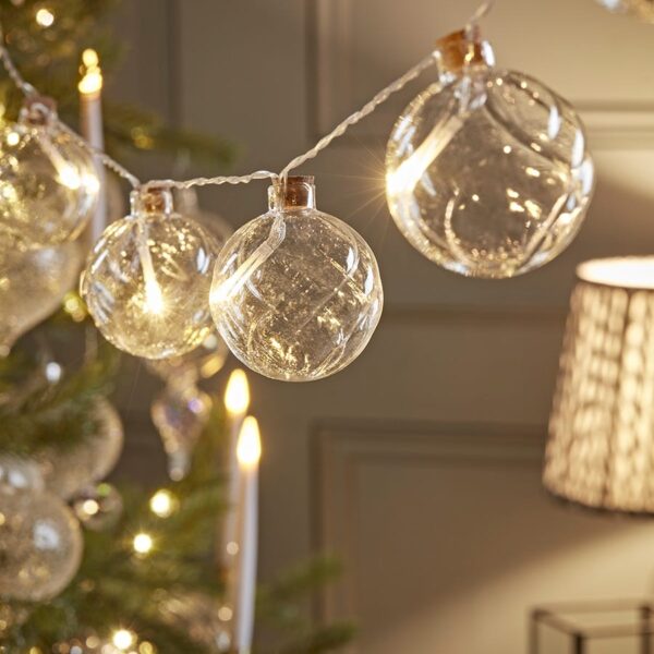 Iridescent Fluted Glass Bauble String Lights