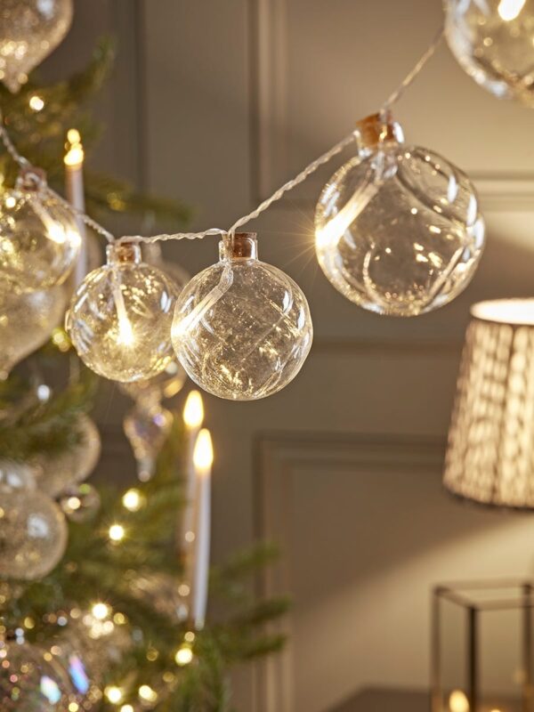 Iridescent fluted glass bauble string lights