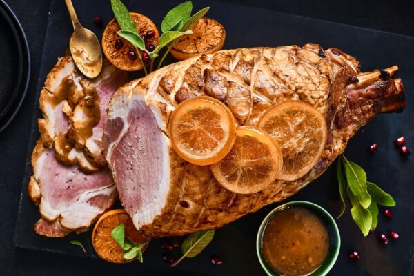 Our best ever heritage gold dry-cured roasted ham on the bone (25 pieces)