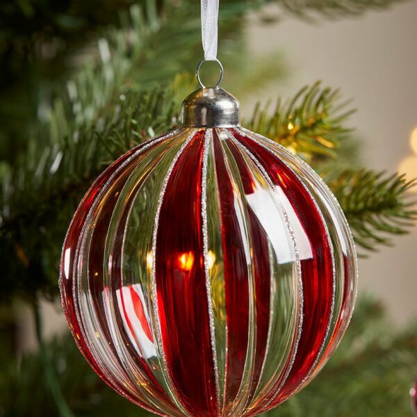 Six Luxury Candy Striped Glass Baubles