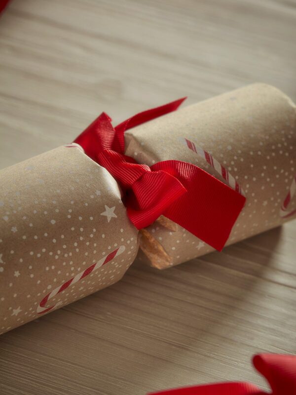 Six luxury handmade candy cane crackers