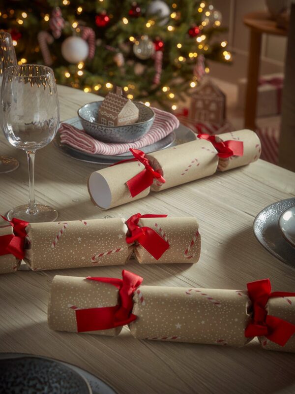 Six luxury handmade candy cane crackers