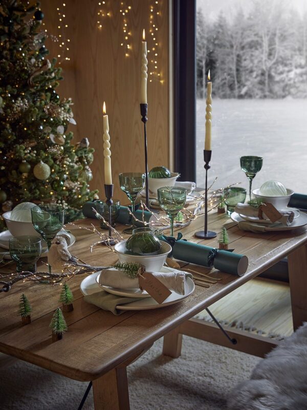 Six luxury handmade forest green crackers
