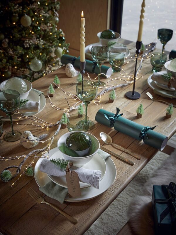 Six luxury handmade forest green crackers