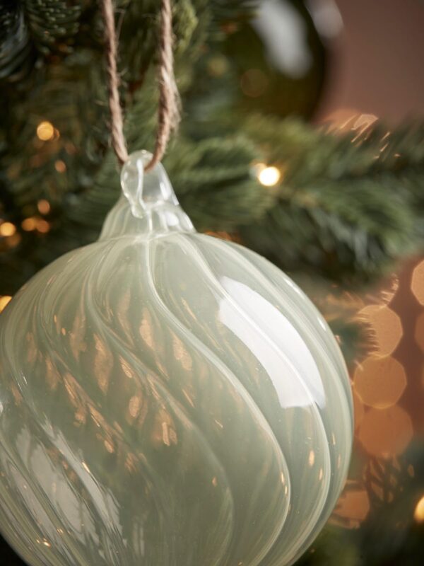 Six swirl glass baubles - spruce - small