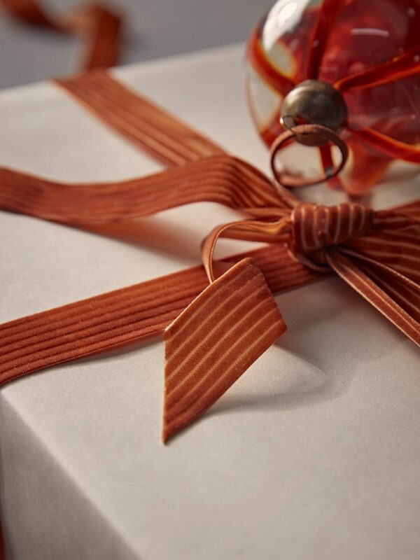 Striped velvet ribbon - cinnamon