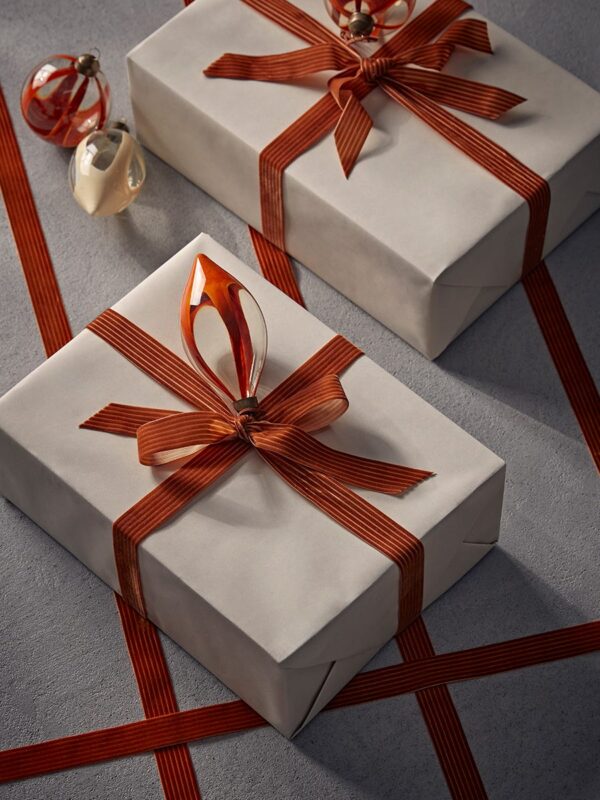Striped velvet ribbon - cinnamon