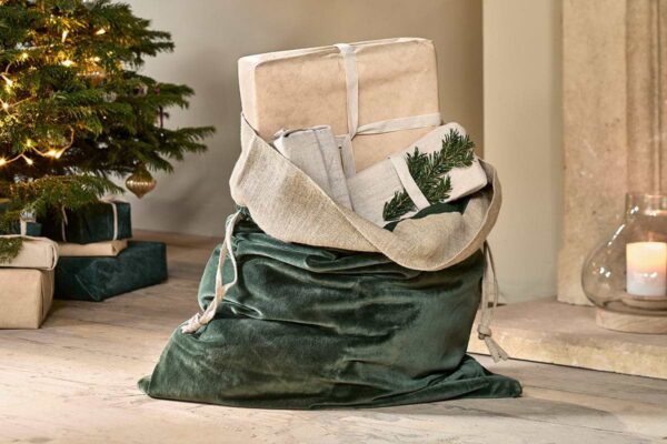 Karru cotton velvet sack - forest green
