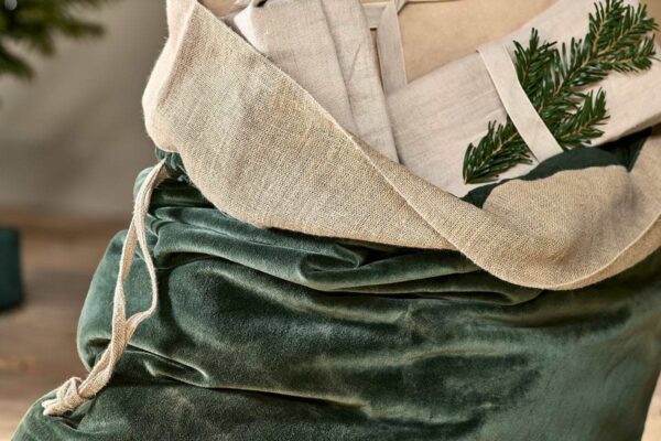 Karru cotton velvet sack - forest green