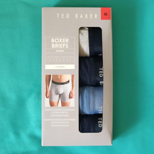 Ted Baker Men's 4-Pack NAVY Range Stretch Comfort Cotton Boxer Briefs - MEDIUM
