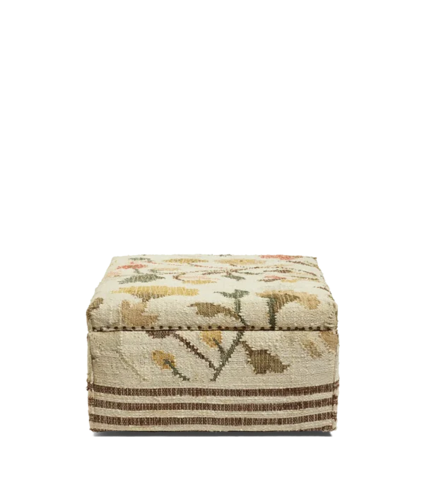Pomona mango wood and jute upholstered ottoman - blossom - image 3