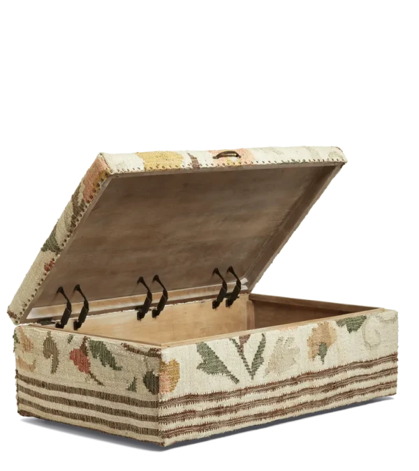 Pomona mango wood and jute upholstered ottoman - blossom - image 4