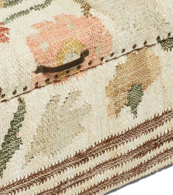 Pomona mango wood and jute upholstered ottoman - blossom - image 5