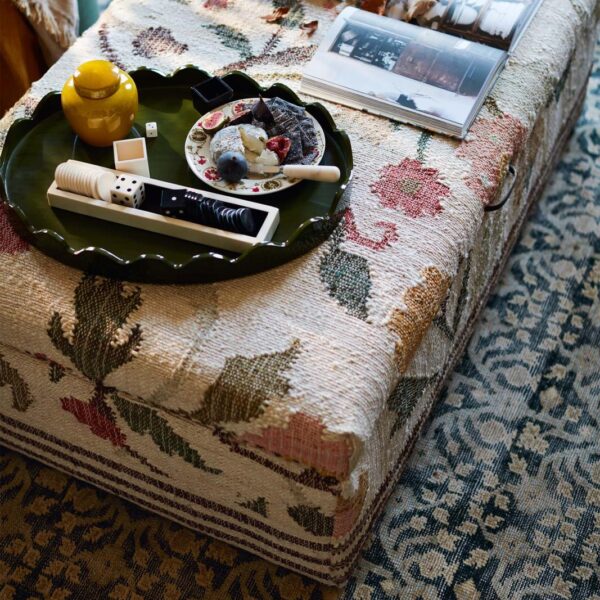 Alternative view of Pomona Mango Wood and Jute Upholstered Ottoman - Blossom