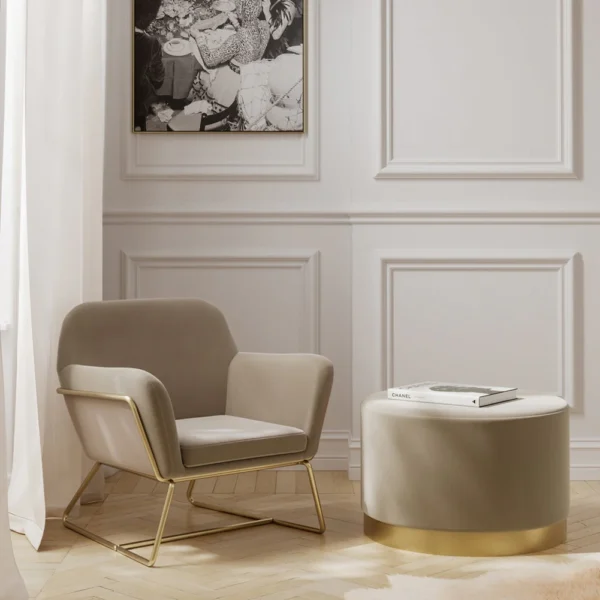 Alternative view of O&Co Theodore Armchair in Beige Velvet & Gold