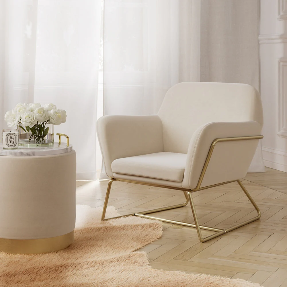O&co theodore armchair in cream velvet & gold O&co theodore armchair in cream velvet & gold - image 5