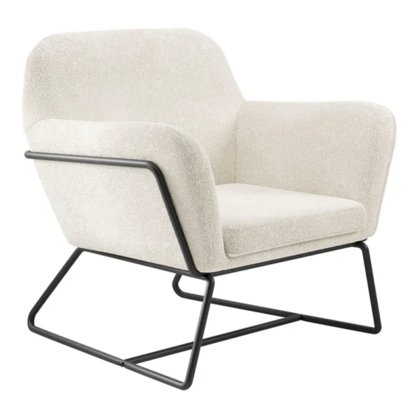 O&co theodore armchair in ivory bouclé & black