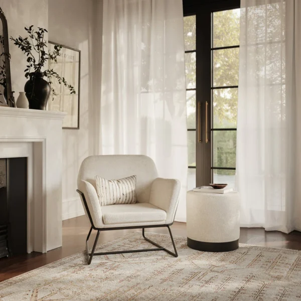 O&co theodore armchair in ivory bouclé & black - image 3