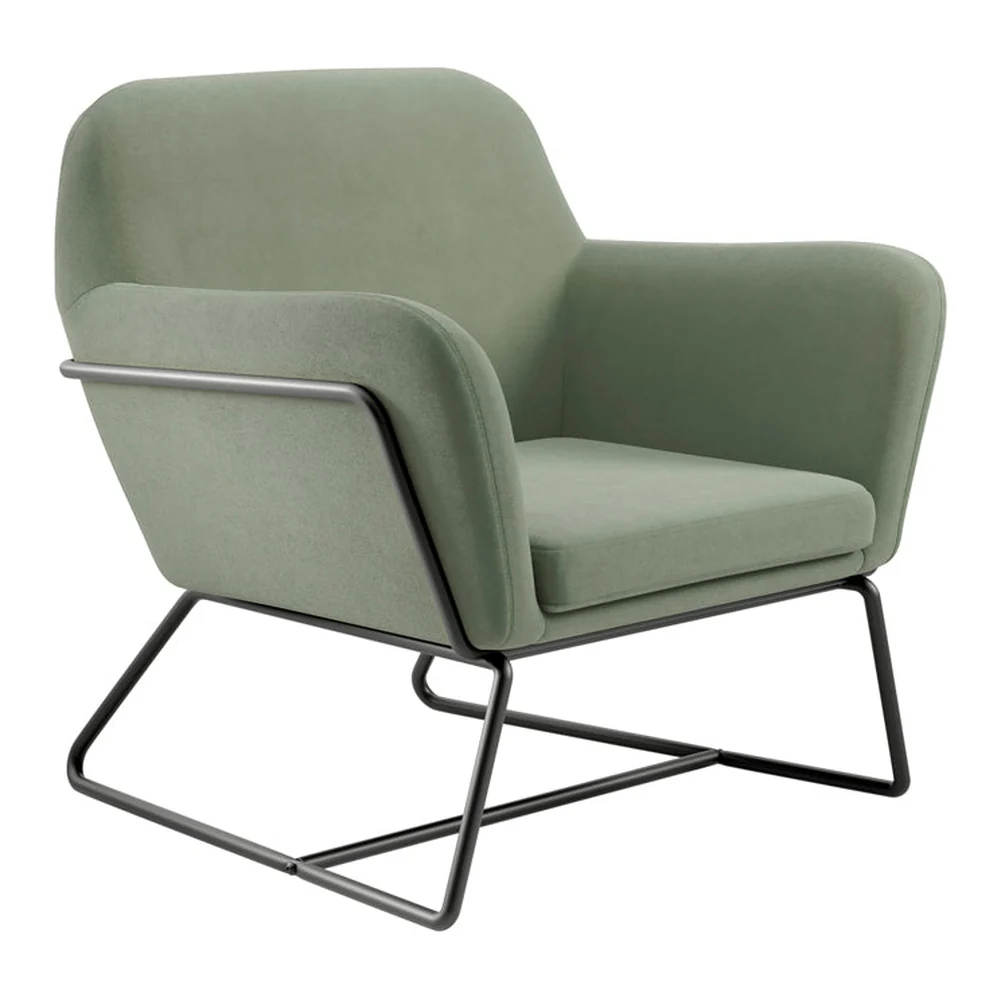 O&co theodore armchair in sage velvet & matte black O&co theodore armchair in sage velvet & matte black