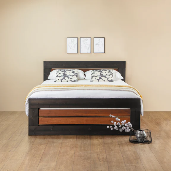 Alternative view of Kenton Black Chunky Wood Bed Frame