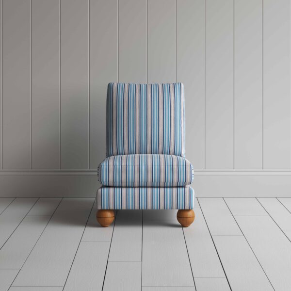 Perch slipper armchair in slow lane cotton linen, blue - image 2