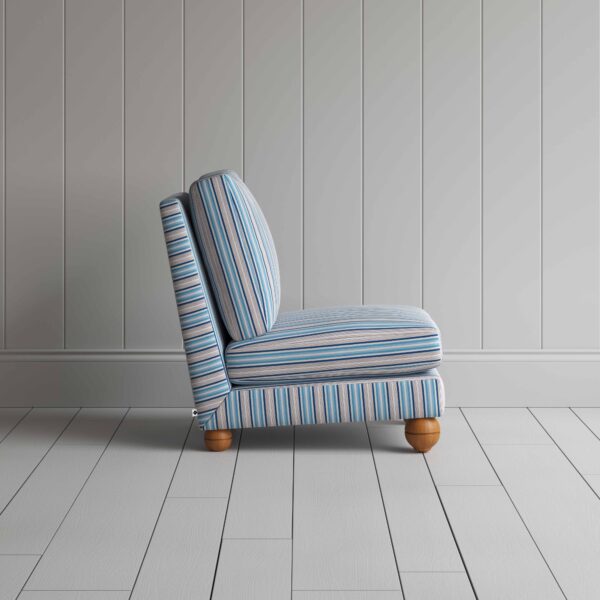 Perch slipper armchair in slow lane cotton linen, blue - image 4