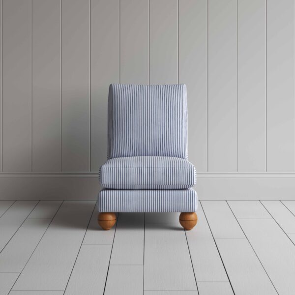 Alternative view of Perch Slipper Armchair in Ticking Cotton, Aqua Brown