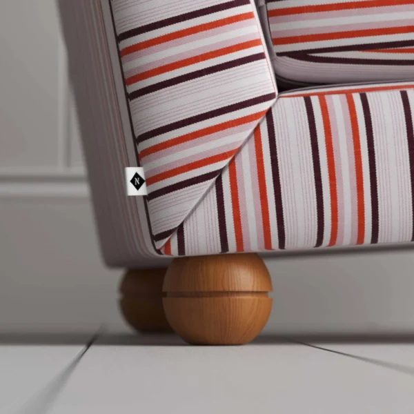 Perch slipper armchair in slow lane cotton linen, berry - image 3