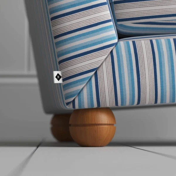 Perch slipper armchair in slow lane cotton linen, blue - image 3