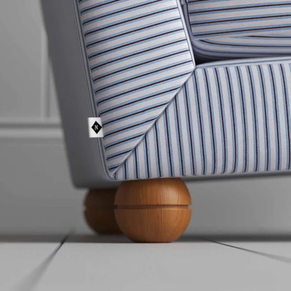 Perch slipper armchair in ticking cotton, aqua brown - image 3