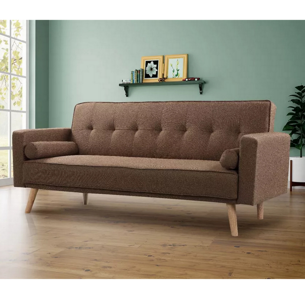 3 seater sofa bed - coffee 3 seater sofa bed - coffee - image 2