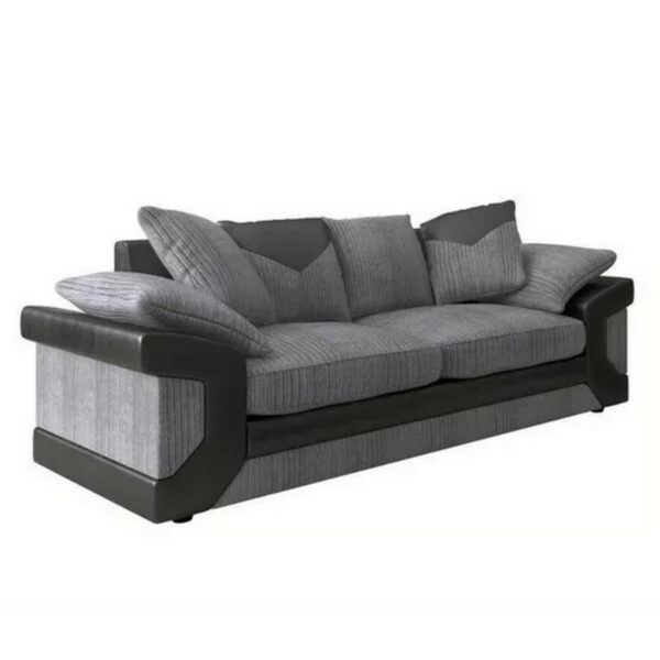 Alternative view of 2 and 3 Seater Sofas Set - Dino Fabric Jumbo Cord Grey / Black