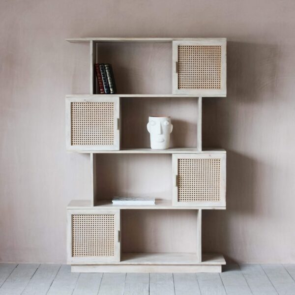 Esben Large Shelving Unit with Rattan Doors