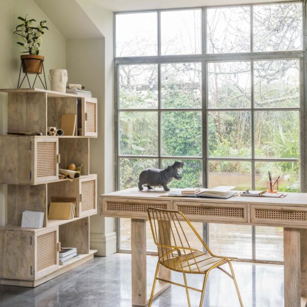 Esben large shelving unit with rattan doors - image 6
