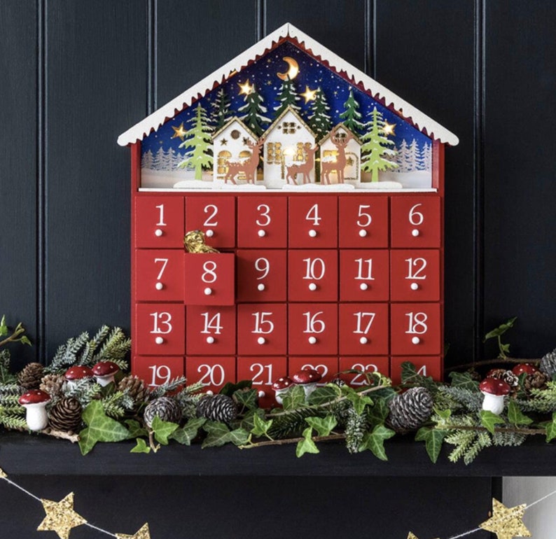 Personalised wooden light up advent calendar Personalised wooden light up advent calendar