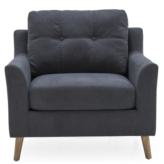 Olton Fabric Armchair With Wooden Legs In Charcoal