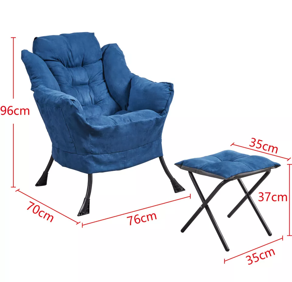 Super comfy fabric lazy chair with footstool - blue Super comfy fabric lazy chair with footstool - blue - image 5