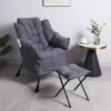 Super Comfy Fabric Lazy Chair with Footstool - Dark Grey