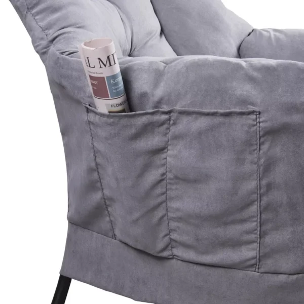 Super comfy fabric lazy chair with footstool - light grey - image 5