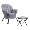 Super Comfy Fabric Lazy Chair with Footstool - Light Grey