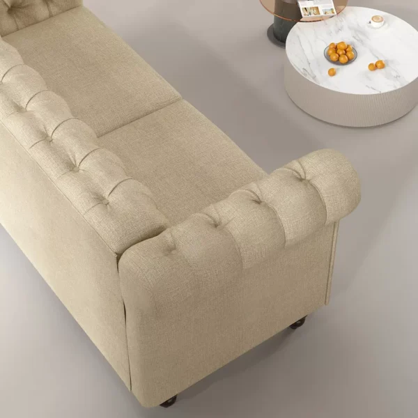 Alternative view of Large 2 seater Chesterfield Style Button Sofa - Beige