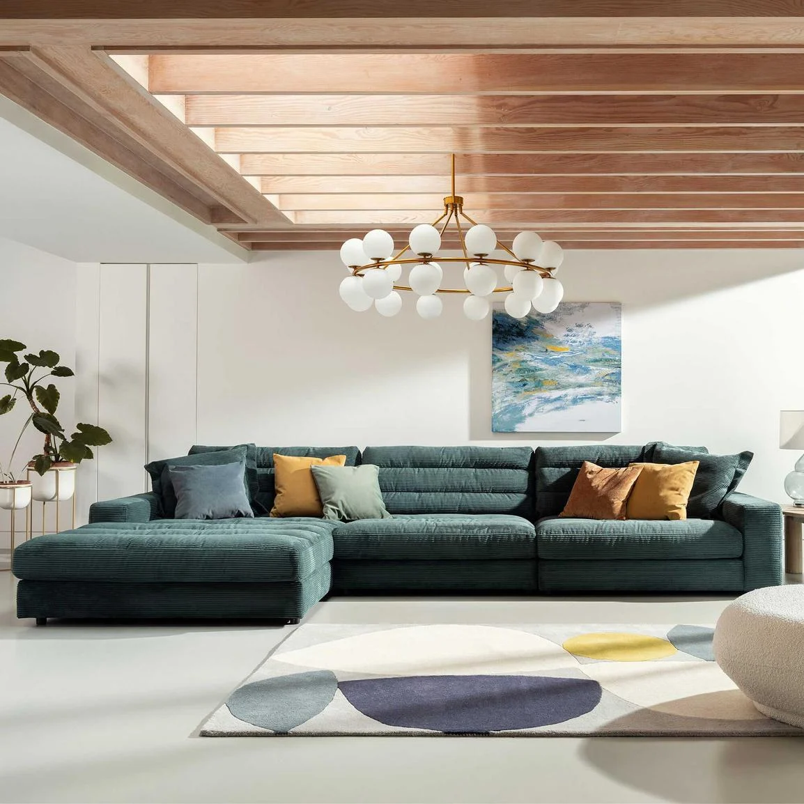 Twain large corduroy left chaise corner sofa with scatters Twain  large corduroy left chaise corner sofa with scatters - image 2