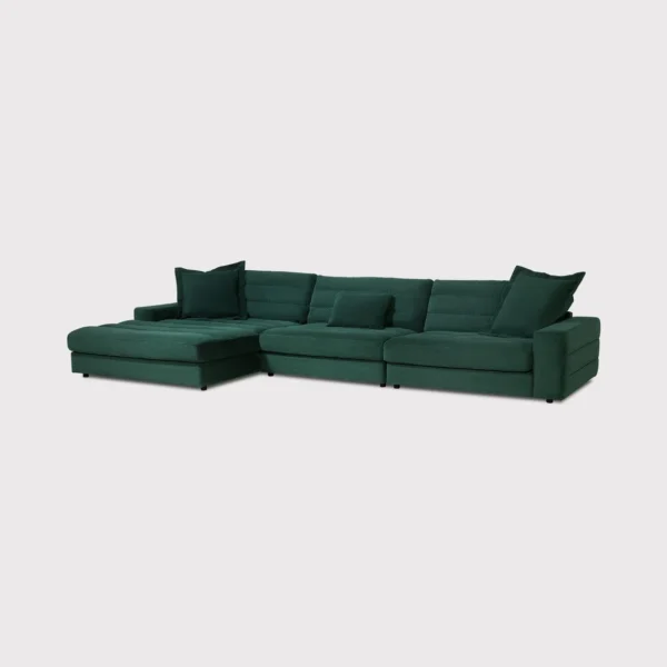 Twain  Large Corduroy Left Chaise Corner Sofa With Scatters