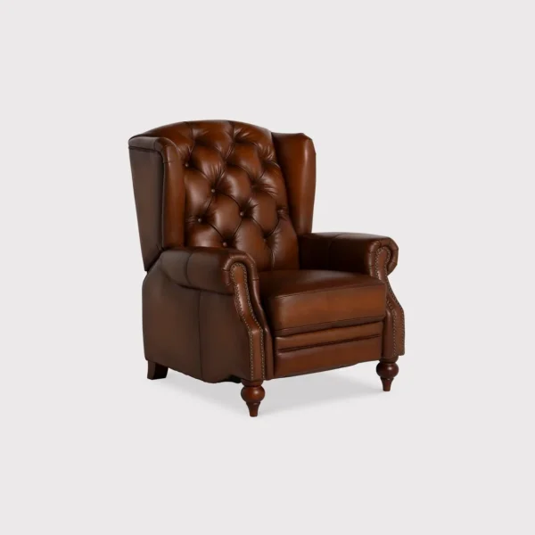Ullswater  brown leather buttoned armchair with power-reclining