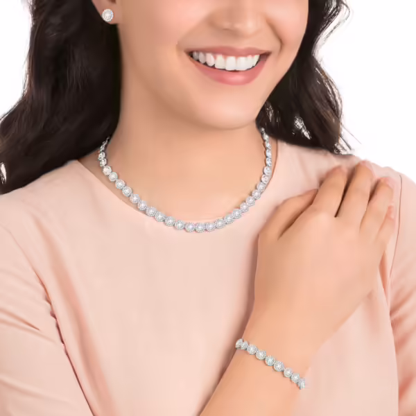 SWAROVSKI Una Angelic set Round cut, White, Rhodium plated
