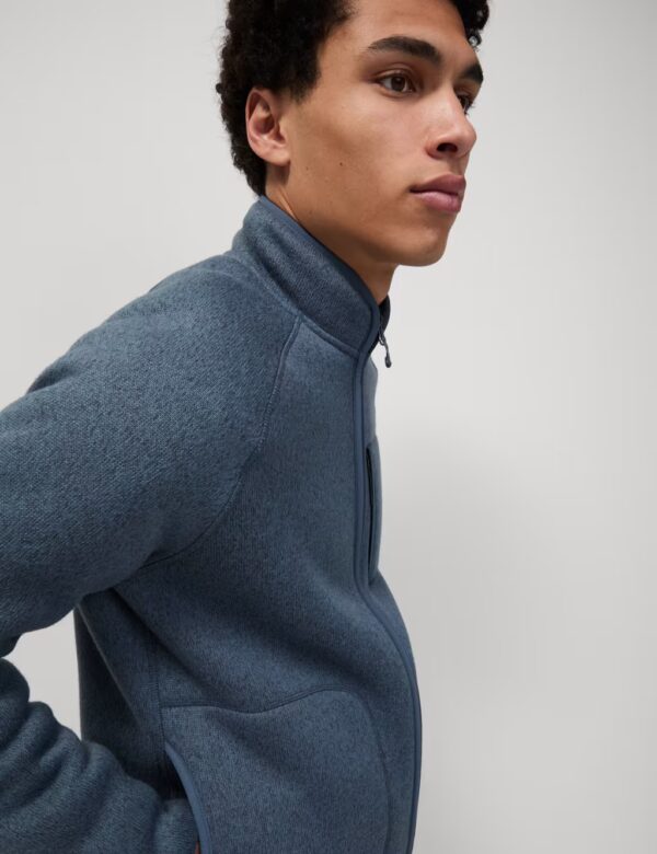 Recycled fleece lined knitted zip up jacket by marks & spencer - air force blue - image 4
