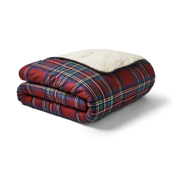 Night lark cosy sherpa throw classic tartan red - image 5