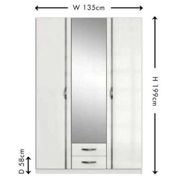 Trio 3 door combi wardrobe, 135cm wide - image 3